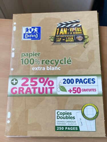 250 Pages En Copies Doubles Grands Carreaux Perforées. Marque Oxford 
