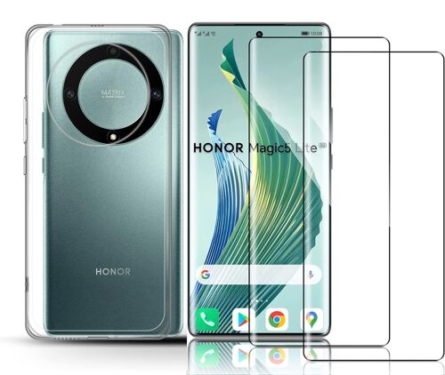 Coque Silicone Transparente + 2 Verres Trempes Pour Honor Magic 5 Lite 5G Little Boutik©