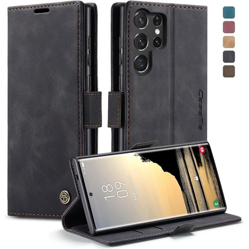 Trahoo-Coque Samsung Galaxy S25 Ultra 5g Housse Antichoc En Cuir Pu Premium Fentes Cartes Etui Pochette De Portefeuille Avec Fonction Support À Rabat Housse Samsung Galaxy S25 Ultra 5g - Noir