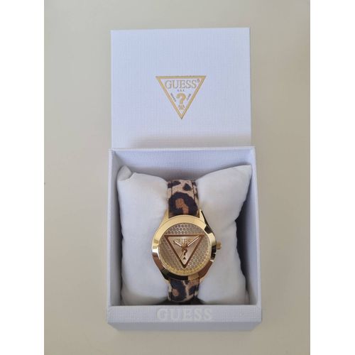Montre Guess Glitz Champagne Bracelet Cuir Léopard Gw0745l2