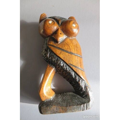 Chouette En Bois Sculptée Artisanale