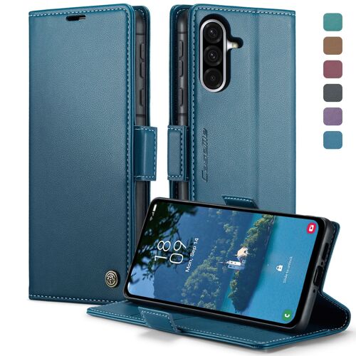 Convient Pour Samsung A52/A52s-Étui À Rabat Magnétique Vert Foncé + Support Pour Téléphone Portable, Doublure En Daim, Trois Couches Pour Cartes Et Espèces