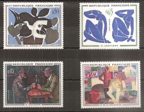 1319 À 1322 (1961) Braque / Matisse / Cézanne / De La Fresnaye N* (Cote 12e) (9003)