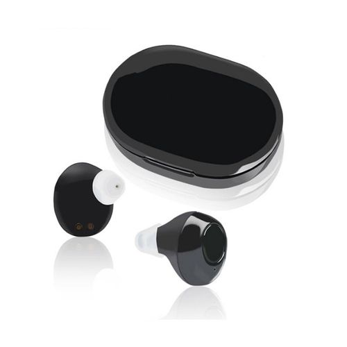 le noir - Mini appareil auditif Invisible Rechargeable par USB, 1 paire, amplificateur de son, amélioration de la tonalité réglable pour personnes âgées sourdes