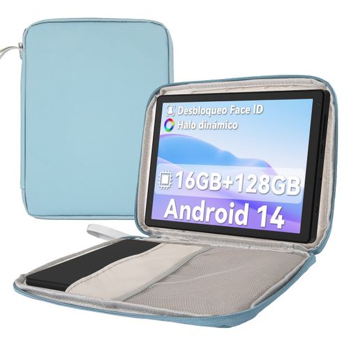 Tablette 10.4 Pouces Android 14 Octa Core, 16Go RAM 128Go ROM 1To TF, 5G + 2.4G WiFi 6, Bluetooth 5.0, 1280x800 HD IPS, 5MP+8MP Double Caméra, 5000mAh, avec Sac d'ordinateur Bleu