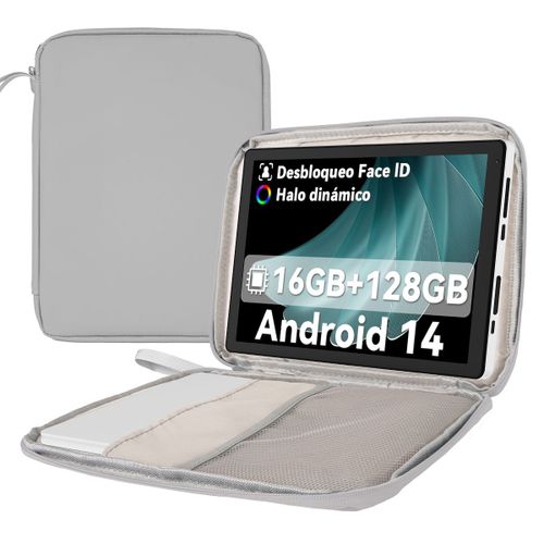 Tablette 10.4 Pouces Android 14 Octa-Core Processeur, 16 Go RAM 128 Go ROM 1 To TF, Écran Tactile IPS HD 1280x800, Double Caméra 5MP+8MP, 5G/2.4G WiFi, BT 5.0, 5000mAh, avec Sac d'ordinateur Gris
