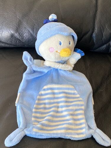 DOUDOU PLAT NICOTOY PINGOUIN OISEAU CANARD YOUPIK BLEU BLANC JAUNE 22CM