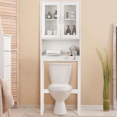 Costway Meuble Wc Dessus De Toilettes Avec 3 Étagère Pour Rangement Salle De Bain Blanc Moderne 57 X 18,5 X 163 Cm