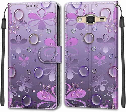 Coque Pour Samsung Galaxy J3 2016/J310, Etui Samsung J3 2016/J310, Housse De Galaxy J3 2016/J310 En Cuir Pu, Etui Housse En Cuir De Protection Avec [Magnetique] Portefeuille Case(Fleur)