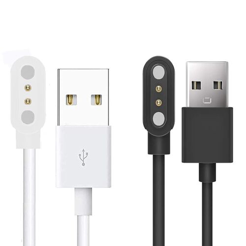 Magnétique Chargeur Compatible avec LIGE ST2 PRO 1,43'',Magnétique Chargeur Montre Connectée USB 3,3ft Compatible avec LIGE ST2-J/ST2-M/ST2-S/ST2-T/ST2-K PRO (2 Packs-Noir+Blanc)