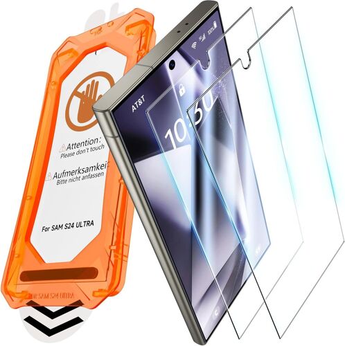 SJZG-Pour Samsung Galaxy S24 Ultra Verre Trempé - Protection Ecran, Protection De Positionnement, Hd Transparent, Couverture 3D Complète, Compatible Avec Id Face- 2 Pièces