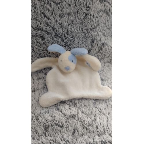 doudou plat chien cocard bleu et crème