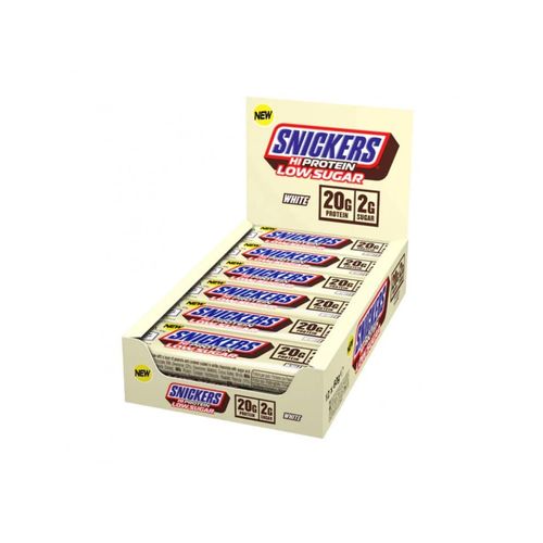 Boîte Snickers Hi Protein Low Sugar Bar (12x57g)|Chocolat Blanc| Barres Protéinées|Mars Protein 