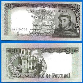 Portugal 20 Escudos 1964 Santo Antonio Europe Escudo Billet