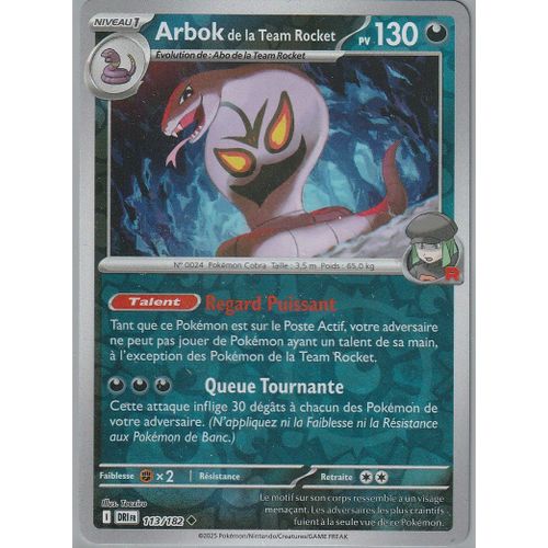 Carte Pokémon - Arbok De La Team Rocket - 113/182 - Reverse - Ev10 Rivalités Destinées