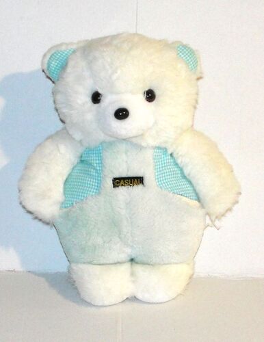 Peluche ours casual Oreille Tissus Vichy vert Doudou ours vintage 28 Cm