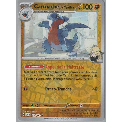 Carte Pokémon - Carmache De Cynthia - 103/182 - Reverse - Ev10 Rivalités Destinées