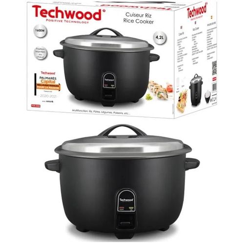 Cuiseur à Riz Noir 4.2L 1600W - Cuve amovible anti-adhérente - Couvercle en inox - Arrêt automatique