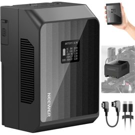 NEEWER Batterie Mini V Mount PS099EP, 6800 mAh, 99 Wh, 14,5 V, avec Charge Rapide PD de 100 W, Double USB C/D Tap/BP/USB A/Dual Ports DC, écran OLED, Compatible avec caméra BMPCC 4K 6K