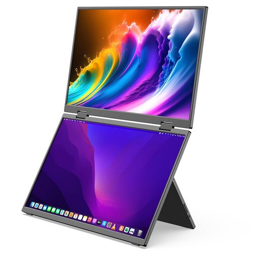 MINIX SF15 FOLD - 15.6" - Moniteur portable pliable, double écran IPS 1920 x 1080, HDR, angle de vision de 178°, haut-parleurs intégrés