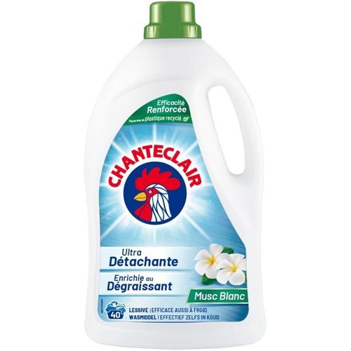Lessive Liquide Concentrées Musc Blanc, Enrichie Au Dégraissant, Ultra Détachantes Et Efficaces Aussi À Froid, 40 Lavages - 1800 Ml[Z447]