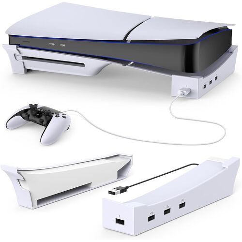 Support Horizontal Pour Nouvelle Console Ps5 Slim Avec Hub Usb 4 Ports, Base Support Accessoires Pour Playstation 5 Slim Disc & Digital Edition