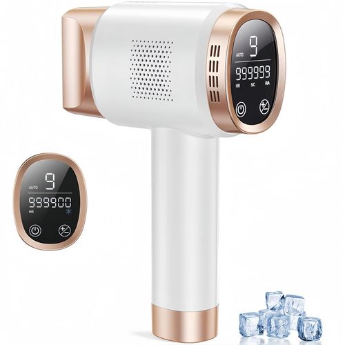 Épilateur Lumière Pulséee Avec Refroidissement, 3 En 1 Épilation Laser Avec Écran Tactile Lcd, 9 Niveaux D'énergie, Onde Lumineuse Rouge 600-1200 Nm, Fonction Hr/Sc/Ra, Pour Visage, Aisselles, Corps