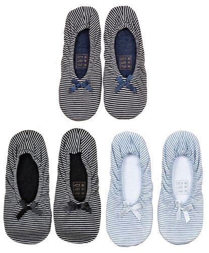 Pantoufles Femme Infinitif Chaussons Ballerines Ballerines Rayures Pack De 3 Paires