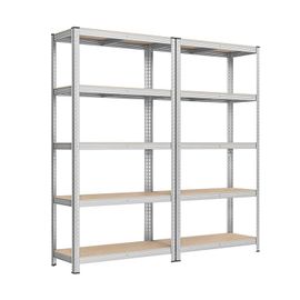Lot De 2 Étagères De Rangement À 4 Niveaux, 40 X 80 X 160 Cm, Capacité 520 Kg, Planches Réglables, Style Industriel, Pour Cuisine, Salon, Argent