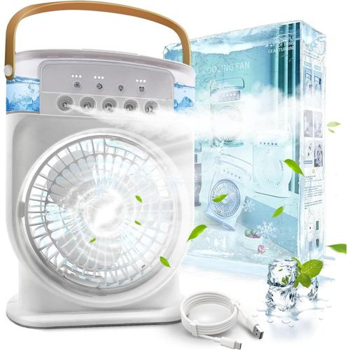 Climatiseur Portable Silencieux 4 en 1, Ventilateur Brumisateur Eau, Climatiseur Mobile sans Évacuation, Mini Climatiseur, Climatisation Rechargeable Clim Humidificateur Type-C avec Minuterie (Vert)
