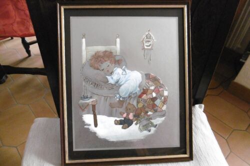 cadre photo tour bois marron 26x32cm avec gravure enfant qui dort sur carton argenté