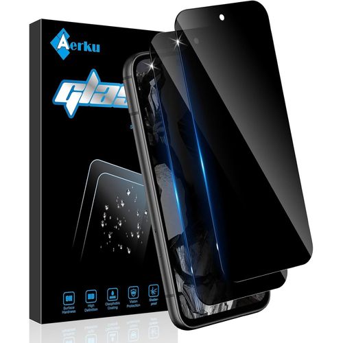 CAUC-2 Pièces Verre Trempé Anti-Espion Couverture Complète pour Google Pixel 8A, Dureté 9H Film Protection écran de Confidentialité, Anti-Trace Anti-Spy Privacy Protecteur