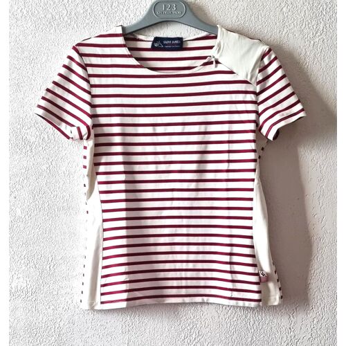 T-Shirt Saint James Taille 2/38 Bordeaux Et Écru À Rayures Tbe