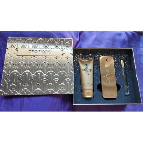 Paco Rabanne Coffret 1 Million Eau De Toilette 100 Ml Homme + Gel Douche 100 Ml + Vaporisateur De Voyage 10 Ml Boite Métallique 