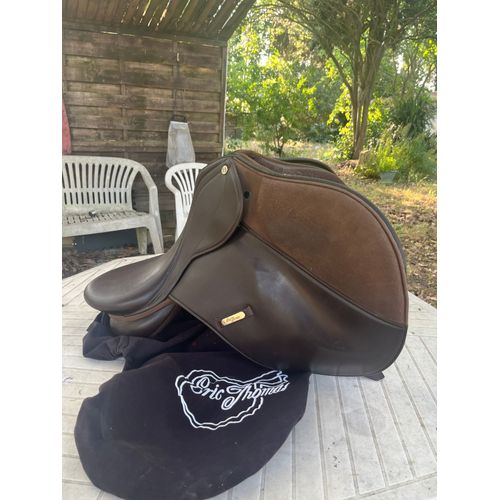 Selle Eric Thomas, Bon État. En Cuir Et En Daim, La Selle Est Très Légère Et Très Souple En 17,5 Pouces. Je La Propose Avec Une Sangle, Une Housse De Selle Et Une Housse De Sangle ( Protéction) .