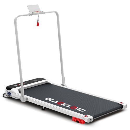 Black Lord 4 En 1 Tapis De Marche, Petit Tapis De Course Compact, Inclinaison De 9 %, Vitesse De 16 Km/H, 3,2 Cv, Silencieux Et Pliable, Barres De Maintien, Blanc