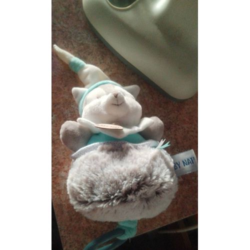Doudou musical baby nat gris bleu renard