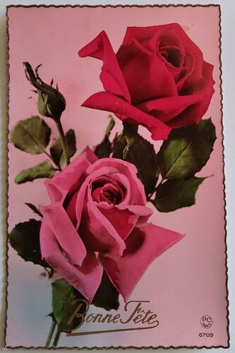 Carte Postale Ancienne, France, Voeux, Bouquet De Roses