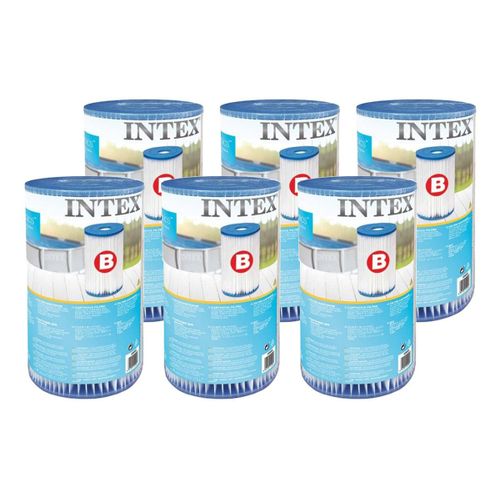 Lot de 6 Cartouches Filtration Intex Type B – Filtre Piscine 20 Microns pour Épurateur 9,5 m³/h – Eau Claire et Propre