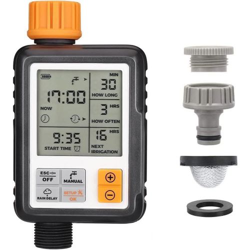 Minuterie Arrosage Automatique pour Jardin, Programmateur d'Arrosage Extérieur, Minuteur Arroseur avec Grand Écran LCD