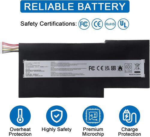 BTY-M6K Laptop Battery for MSI Stealth Pro GF63 GF65 GF75 GS63VR GS73VR 7RG 7RG-005 Thin 8RB 8RC 8RD 8RD-031TH 8RC 8RF 8SC 8RX 9SC 9SCXR Thin WS63 8SK WP65 WF65 WF75 MS-1 7B4 M S-16W1 MS-16R1 MS-16K3