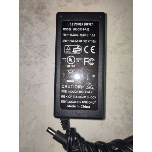 Chargeur HK-DK36-A12 I.T.E. 12V 3,33A 0-3.33A I. T. E. secteur transformateur alimentation électrique adaptateur Power supply cargador adapter HKDK36A12 rare