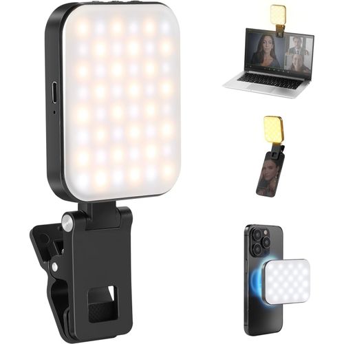 NEEWER BASICS Magnetic Selfie Light Compatible avec MagSafe iPhone 16 15 Pro Max Plus, Clip Éclairage de Vidéoconférence Lumière de Remplissage pour PC Zoom Appel Flux Direct Enregistrement, BL48B