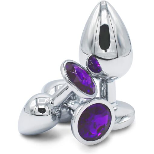 Plug Anal Rosebud En Acier Inoxydable Violet - Taille S (70x28 Mm) - 55 Gr - Avec Pochette Velours - Neuf
