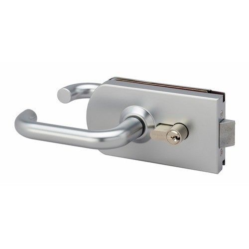 Serrure de porte en verre - à cylindre - déportée - inox poli - 9845 MÉTALUX