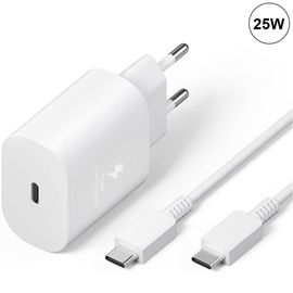 Chargeur Rapide 25W USB-C + Câble USB-C vers USB-C Blanc pour iPhone 16 Pro Max, iPhone 16 Pro, iPhone 16, iPhone 16 Plus - E.F.Connection