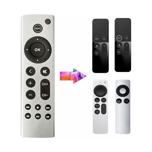 Télécommande de remplacement pour Apple TV 4K et générations 1 à 4 : sans commande vocale, sans pavé tactile, configuration facile