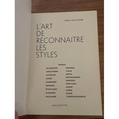 L’Art De Reconnaître Les Styles-Gisèle Boulanger-Hachette