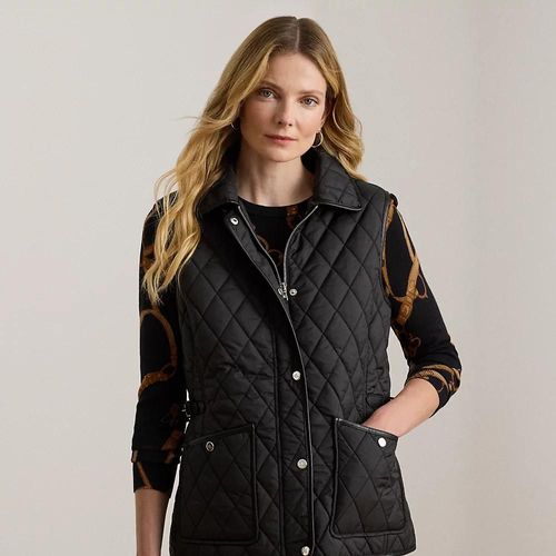 Gilet Matelassé Losange Bordé Cuir Vegan