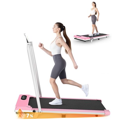 Tapis De Course - Tapis De Marche Inclinable Avec 7% Incline - Moteur 2.5hp - Walking Pad Léger Avec Affichage Led, Télécommande Mute - Idéal Pour Running Et Marche - Rose